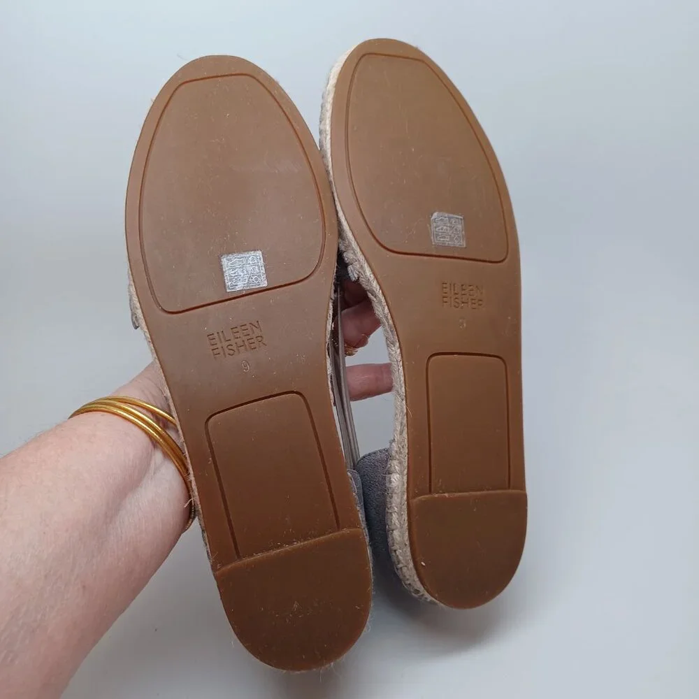 Eileen Fisher Espadrille Flats Lee‎ Metallic Leather Sandals Womens 9